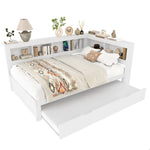 Daybed 140x200cm Pull-out Bed Power Outlet 2 USB - White Chipboard
