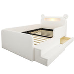 Children's Bear Bed 90x200cm with Storage & Night Light, White