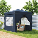 Pavilion Pop-up Folding 2.5x2.5m Water-Repellent UV 50+ with 4 Side Panels, Dark Blue