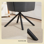 Upholstered Dining Chair, Thick Padding, Armrests, Metal Legs, Grey