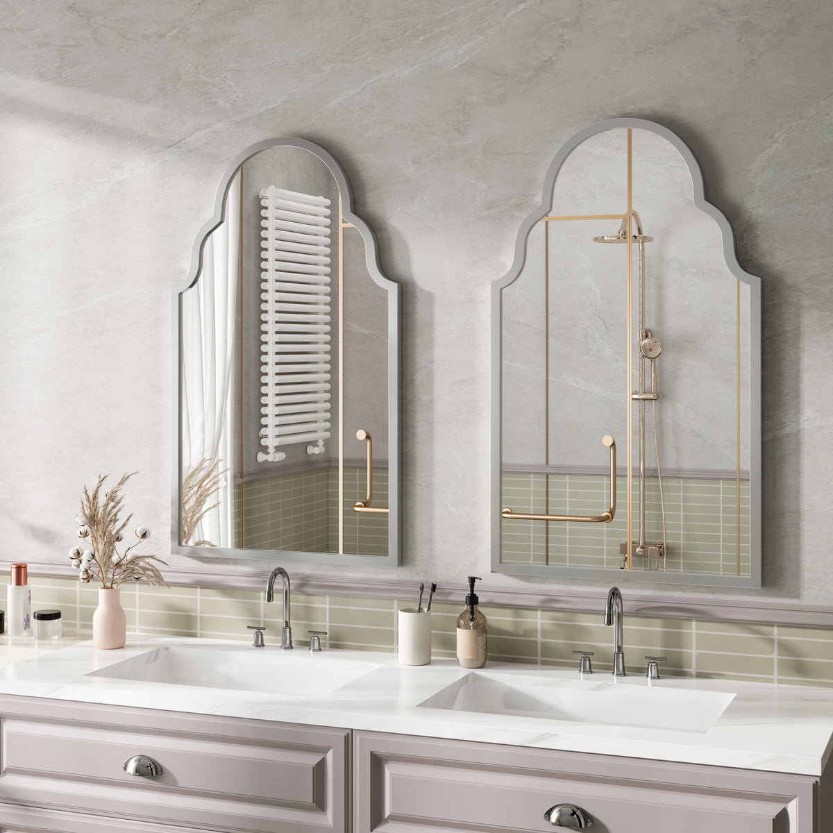 Rectangular Wall Mirror 61x101cm Silver Metal Frame