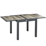 Garden Table Extendable Patio Balcony Aluminum, Beige/Grey