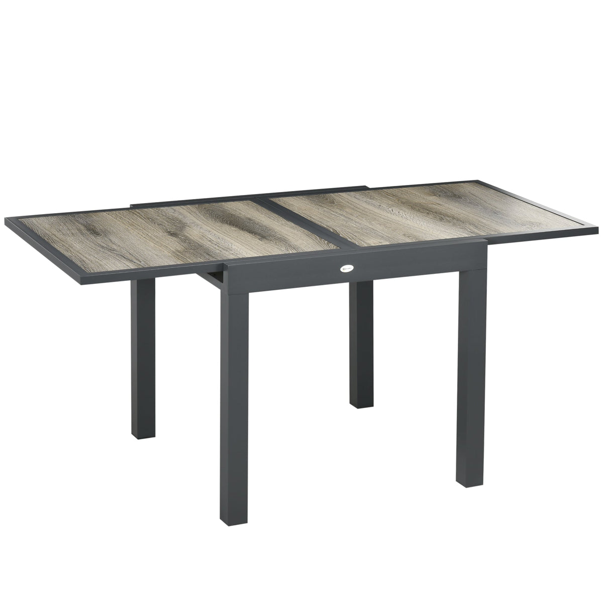 Garden Table Extendable Patio Balcony Aluminum, Beige/Grey