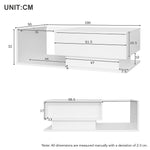 Coffee Table with Glass Top & Drawers, LED Lighting, High-Gloss White