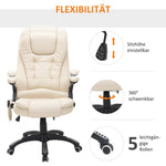Massage Chair Executive, 6-Point Vibration, Heat & Recline, Beige Faux Leather