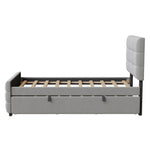 Upholstered Bed with Pull-out Bed, 90x190cm, Grey Velvet Fabric