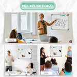 Magnetic whiteboard with 4 markers, 1 eraser, 10 magnets, easel and wall mounting