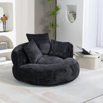 Lazy Sofa High Back Beanbag Chair with Three Cushions, Indoor/Outdoor, Black Chenille