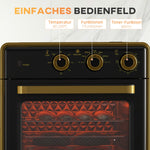 Small Oven 20L 1400W 90-230℃ 1 Hour Timer 3 Shelf Positions Iron Black