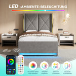 Storage Bed 90x200cm with LED, USB & Hydraulic Storage, Velour