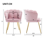Chairs, Set of 6 Modern Velvet Petal Back with Gold Metal Legs