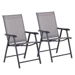 Camping Chairs, 2-Piece Folding Armrest Fishing, Metal Grey