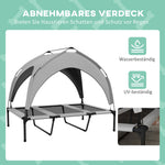 Elevated Dog Bed, Canopy Outdoor Lounger, Breathable, Light Gray Oxford