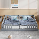 Children's Panel Bed 90x200 cm with Railing, Grey Pine Wood