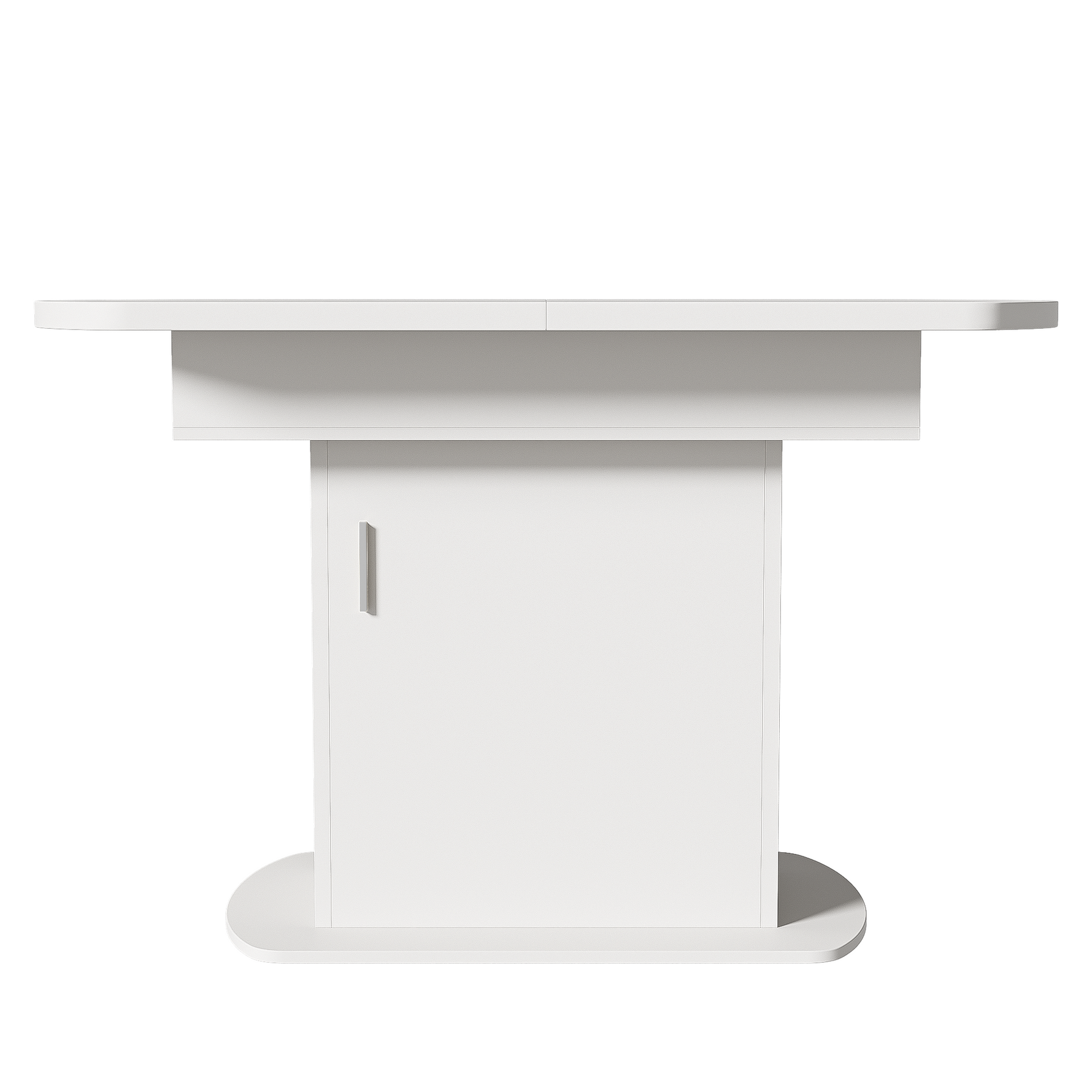 Extendable Oval Dining Table Modern Minimalist Storage Space-saving White