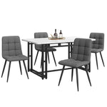 Dining Set 140x80cm Modern Kitchen Table 4 Chairs Black/Dark Grey Linen