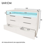 Sideboard Chest of Drawers LED 6 Drawers Marble Storage, White