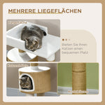 Cat Tree 79cm Small, with Cat Cave & Lying Area, Jute Brown/White