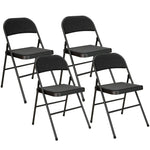 Folding Chairs, Portable Office with Cushions, Black