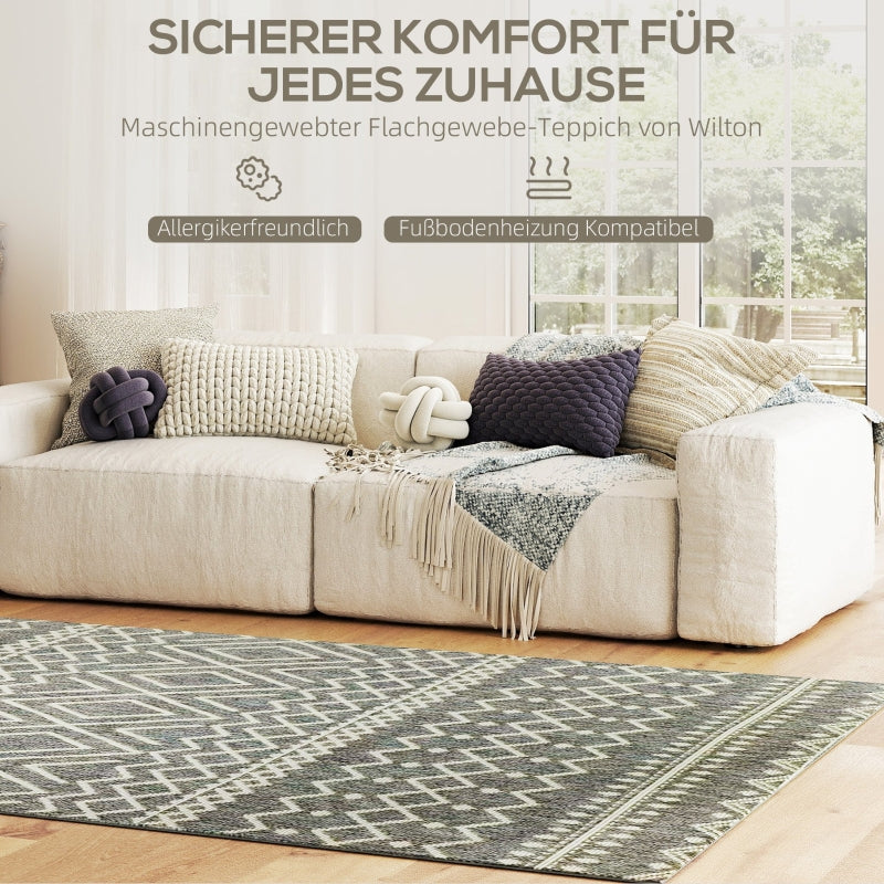 Rug Flat Weave Washable Anti-Slip Boho, Grey