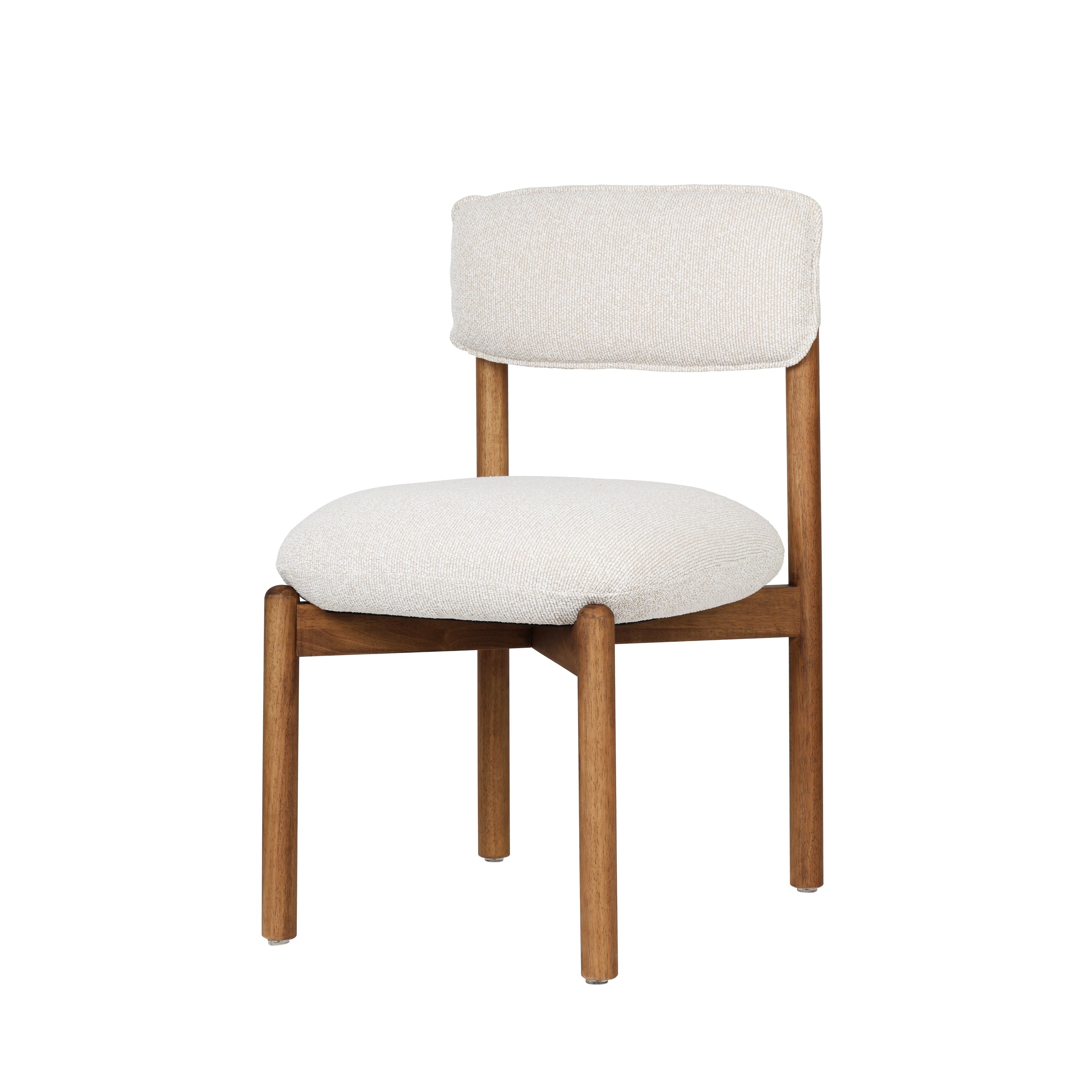Wooden Chair Frank Upholstered Seat Small Packing Size, Walnut/Beige
