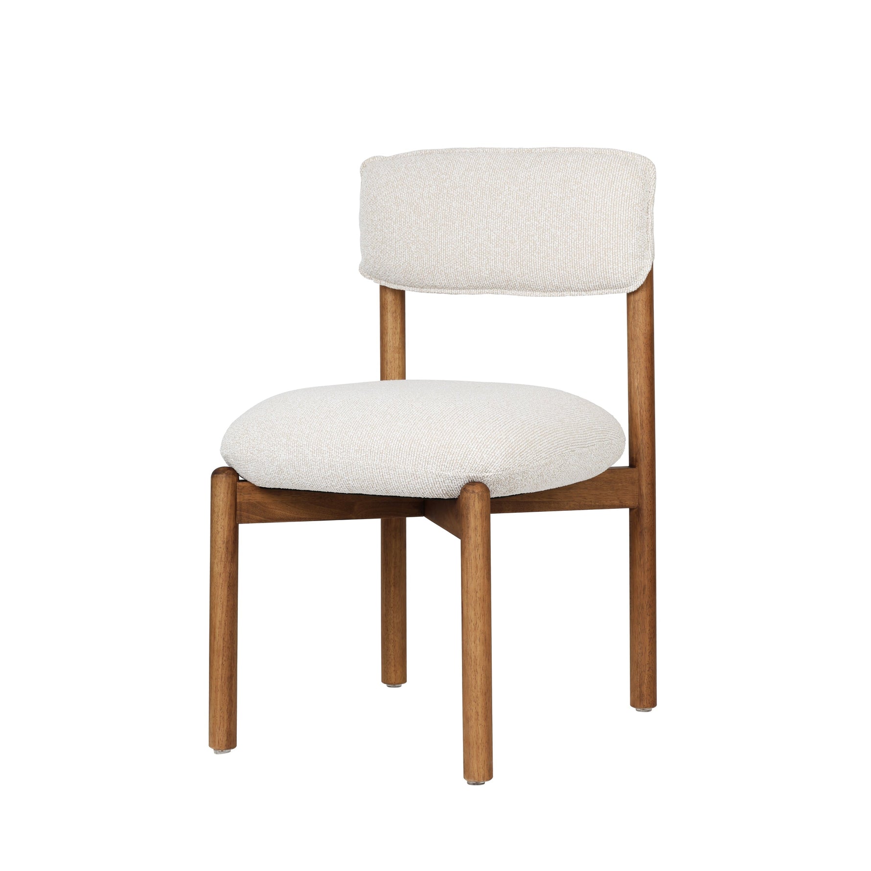 Wooden Chair Frank Upholstered Seat Small Packing Size, Walnut/Beige