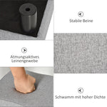Footstool Rectangular Ottoman Upholstered Linen 150kg Capacity, Grey