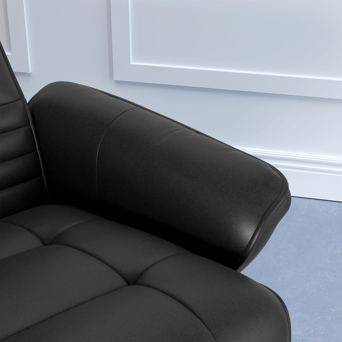 Recliner Chair with Footstool, Swivel Reclining TV, 150kg Load, Microfiber Cloth, Black