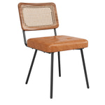 Ergonomic Dining Chair Set of 4, Rattan Retro Design, Faux Leather
