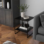 Industrial Side Table, Coffee Bedside Table with 1 Shelf, Black