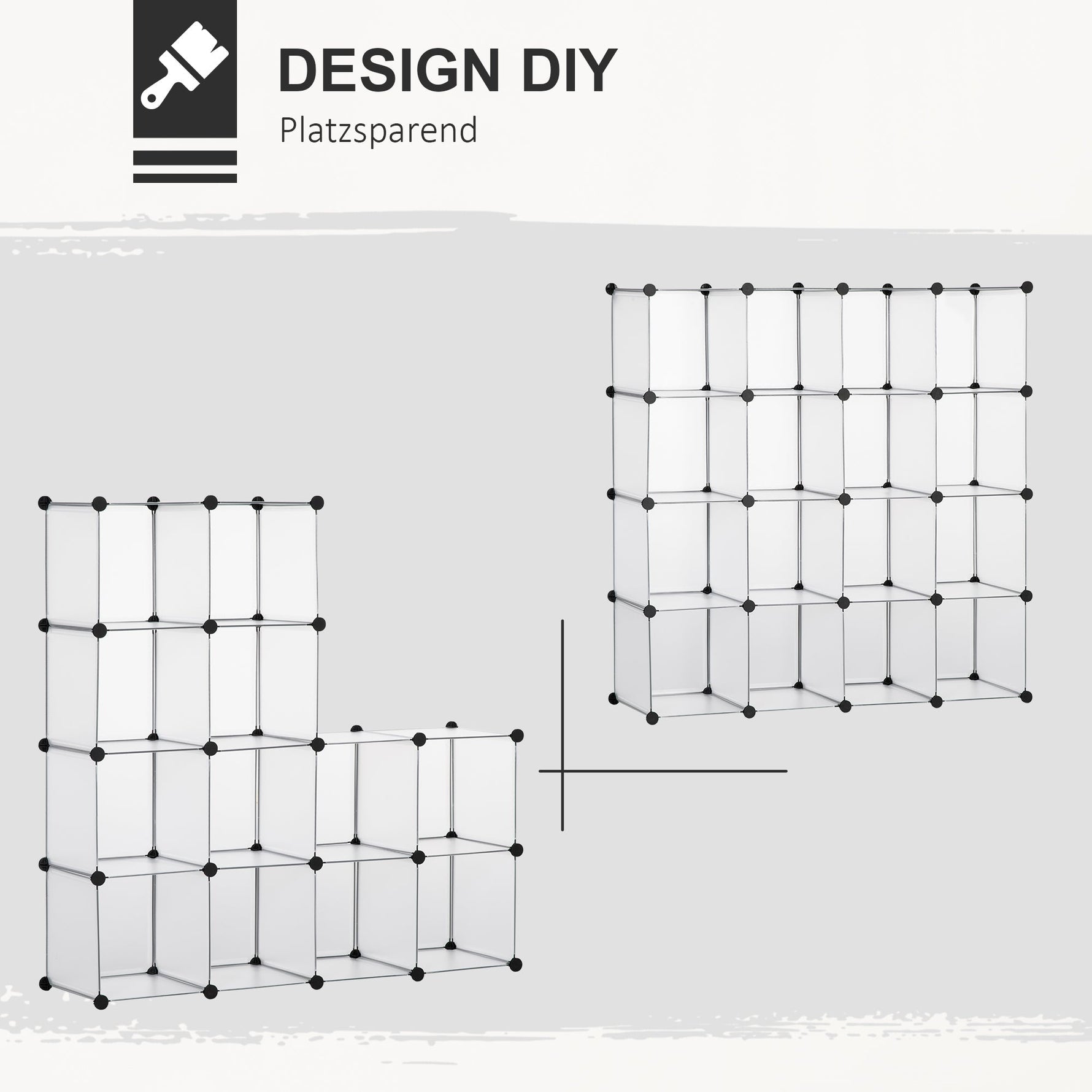 DIY Cube Shelving System 16 Cube Storage Boxes Plastic White