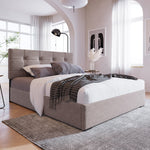 Upholstered Bed 90x200cm, Adjustable Headboard, Velvet, Light Grey