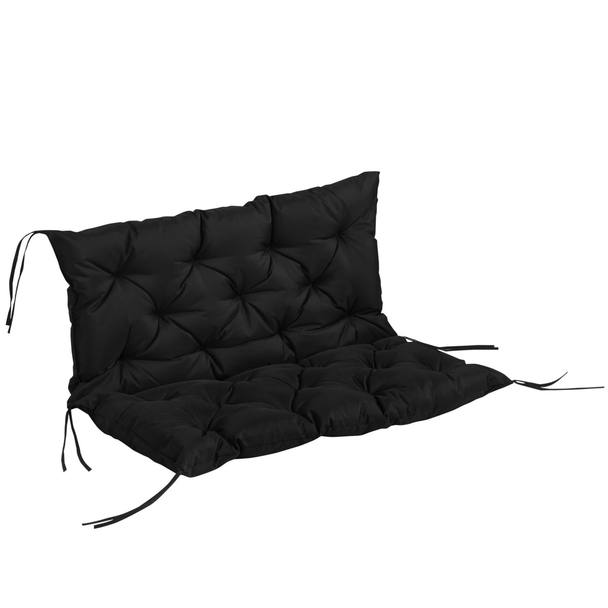 3-Seater Bench Cushion with Ties, Outdoor/Indoor, Black