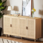 Rattan Decorative Storage Cabinet, 158CM 4-Door, Natural