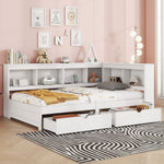 Daybed Sofa Bed 90x200cm 2 Drawers Power Outlet USB - White Chipboard