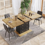Extendable Dining Table 110-140x80cm 6 Person - Wood Grain