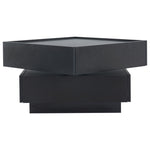 Coffee Table 360° Rotatable with 2 Shelves and Storage, Black