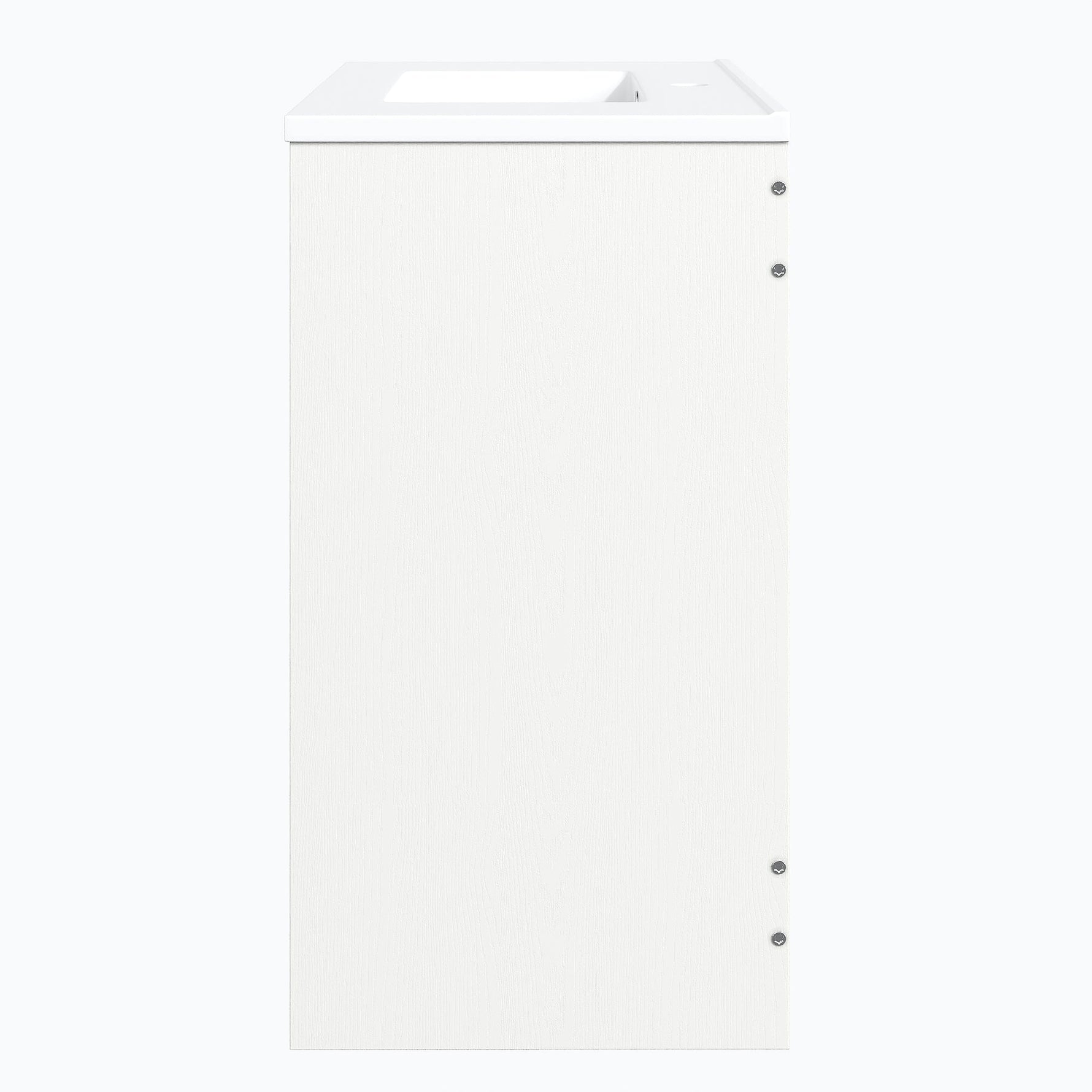 Bathroom Vanity Unit with Ceramic Sink and Barn Door Storage, White