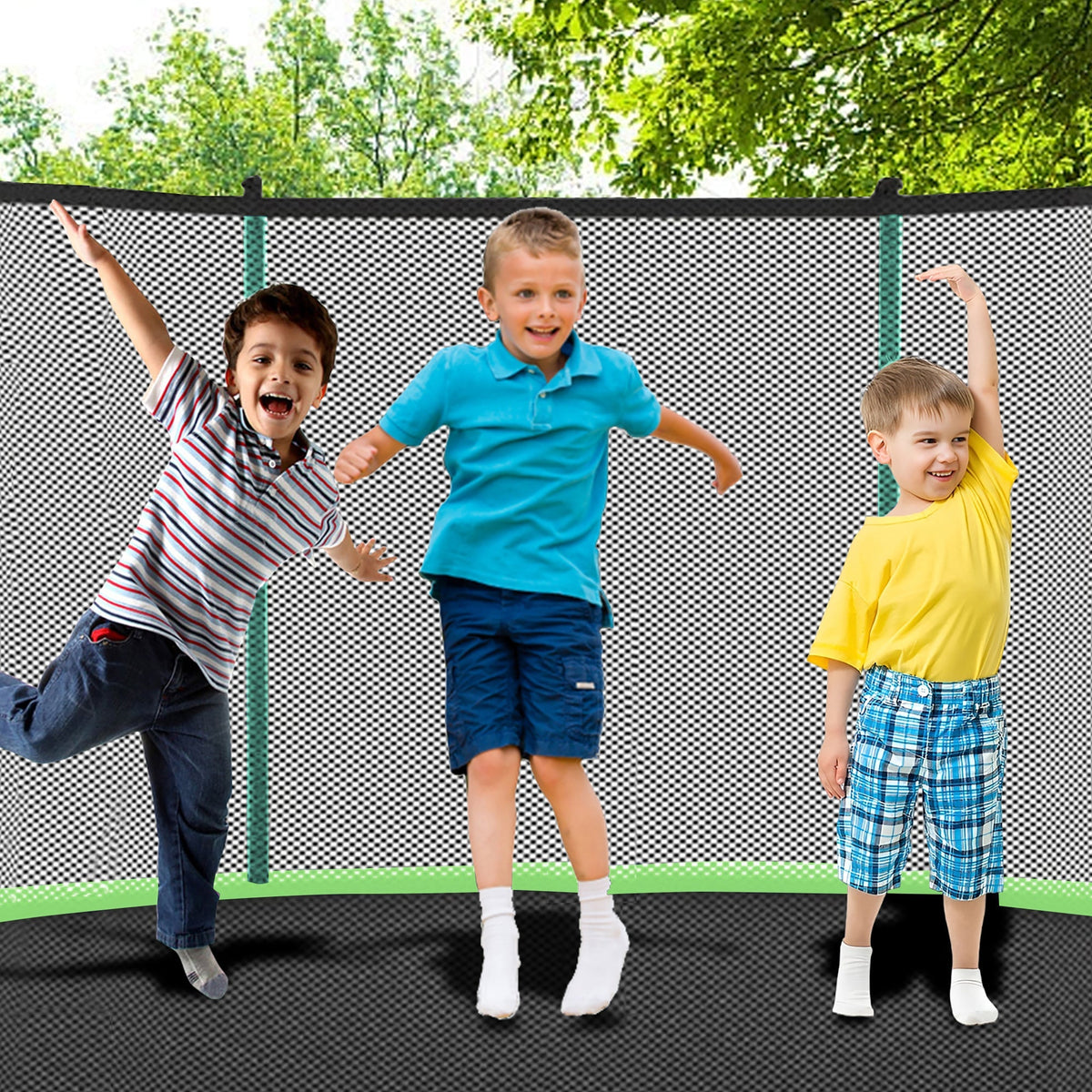 8FT Trampoline with Safety Net and Ladder, 181kg Capacity, Green