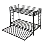 Bunk Bed 90x200cm with Pull-Out Bed Safety Railings EN747 Certified - Black Iron Frame