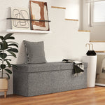 Folding Storage Bench, Separate Containers, Linen-Look, Dark Gray