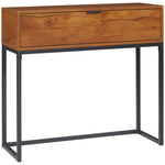 Console Table with Drawer, Sofa Hallway Side Table 80x30x76cm, Natural Wood/Steel