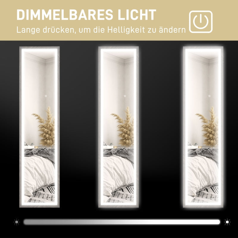 Full-Length Mirror, LED Light, 3 Light Colors, Gray