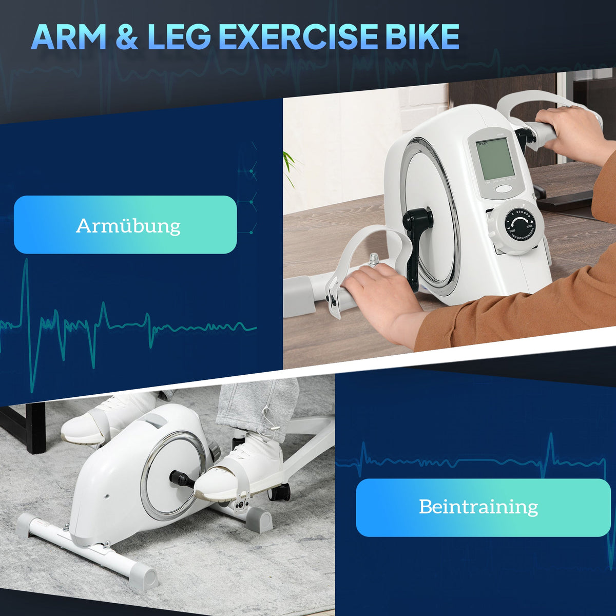 Pedal Trainer Mini Exercise Bike, 8 Adjustable Magnetic Resistance, Arm and Leg Trainer, Fitness