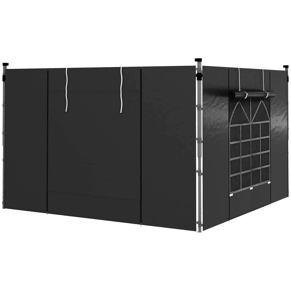 Gazebo Side Panels, 3x3/3x6 m, Window, Waterproof, Black Oxford Fabric