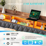 Extendable Sofa Bed 90x200cm with LED & USB, Beige Velvet