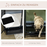 Dog Cage, Kennel with Cushion & Tray, Oak+Black