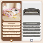 Daybed Sofa Bed 140x200cm Ambient Light USB/Type-C - Pink Faux Fleece