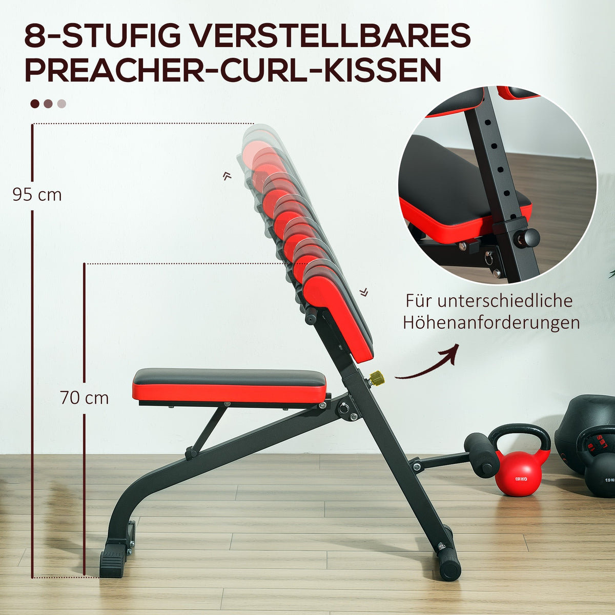Weight Bench, Adjustable Folding Fitness, Steel Black