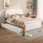 Upholstered Bed 140x200cm Pull-out Rollaway Bed - White